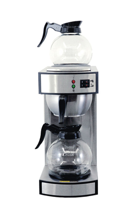 Omcan CM-TW-0002-D Stainless Steel Coffee Maker with 2 Glass Decanter – 2.2 L tank capacity, item 44313