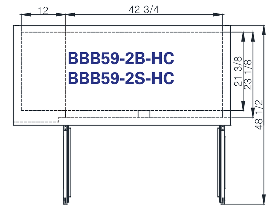 Blue Air BBB59-2B-HC 2 Doors Back Bar Cooler, Black Finish Exterior, 59" W x 27" D, R-290 Refrigerant