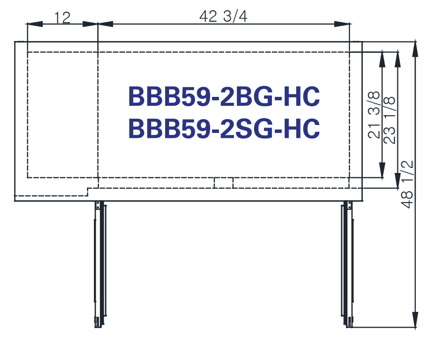 Blue Air BBB59-2BG-HC 2 Glass Doors Back Bar Cooler, Black Finish Exterior, 59" W x 27" D, R-290 Refrigerant