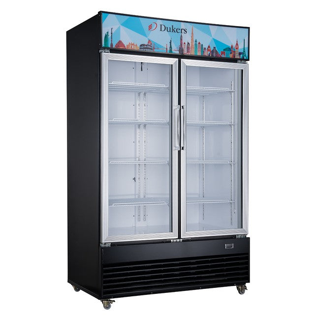 Dukers DSM-33R Commercial Glass Swing 2-Door Merchandiser Refrigerator, 39.375" Wide