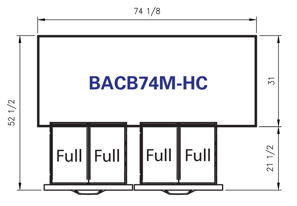 Blue Air BACB74M-HC 4 Drawers Chef Base 74", Marine Edge, R-290 Refrigerant