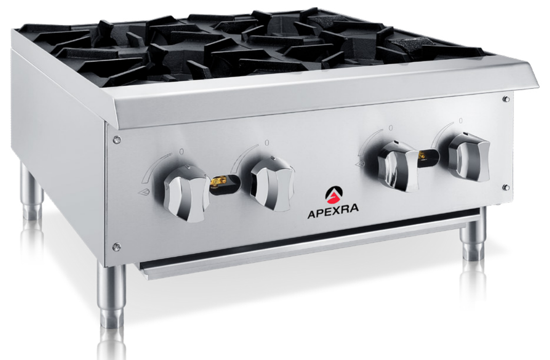 Apexra APHP-24-4NG 4 Burner Hot Plate, 24", 100,000 BTU, Natural Gas - RestaurantStock.com