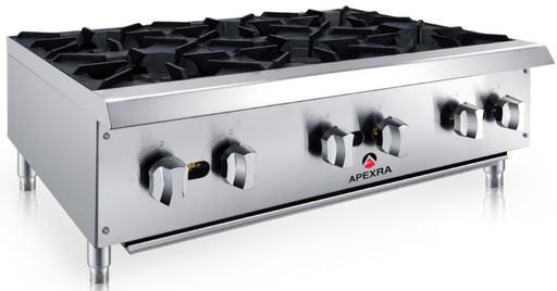 Apexra APHP-36-6NG 6 Burner Hot Plate, 36", 150,000 BTU, Natural Gas - RestaurantStock.com