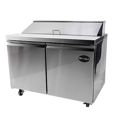 SABA SPS-48-12 48" Two Door Sandwich Prep Table with Pans Stainless Steel