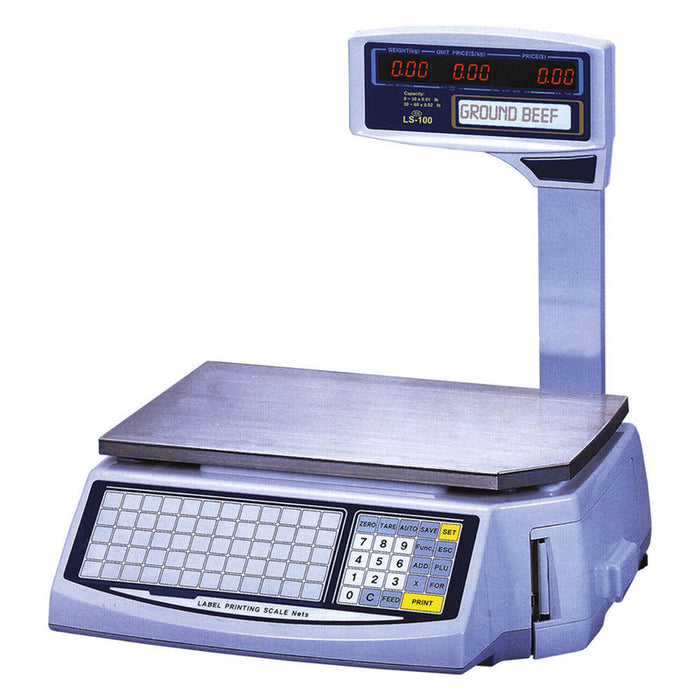 Skyfood LS-100-N, 60 lb Networking and Price Computing and Printing Scale, Pole Display, Easy Weigh