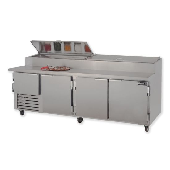 Leader Refrigeration ESPT96-SS 96" Pizza Table Stainless Steel Top, 3 1/2 Doors and 3 Shelves