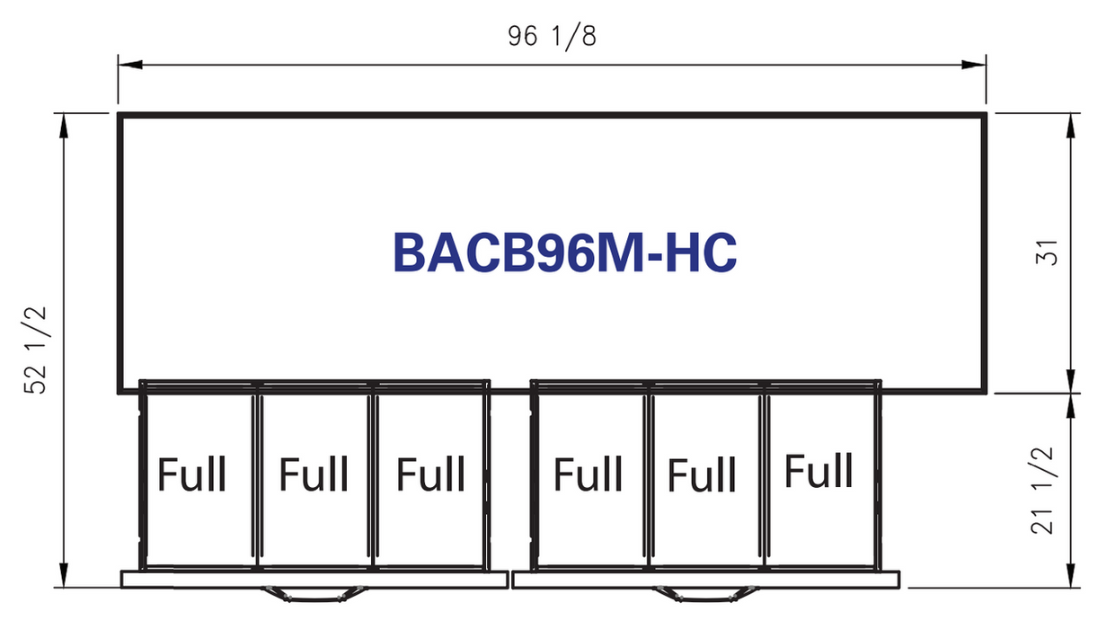 Blue Air BACB96M-HC 4 Drawers Chef Base 96", Marine Edge, R-290 Refrigerant