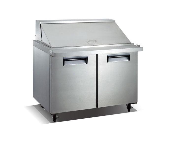 Universal Coolers SC-60-BMI 60.2" Two Door Sandwich Prep Table with 2 Shelves and 24 Pans, Self-Contained