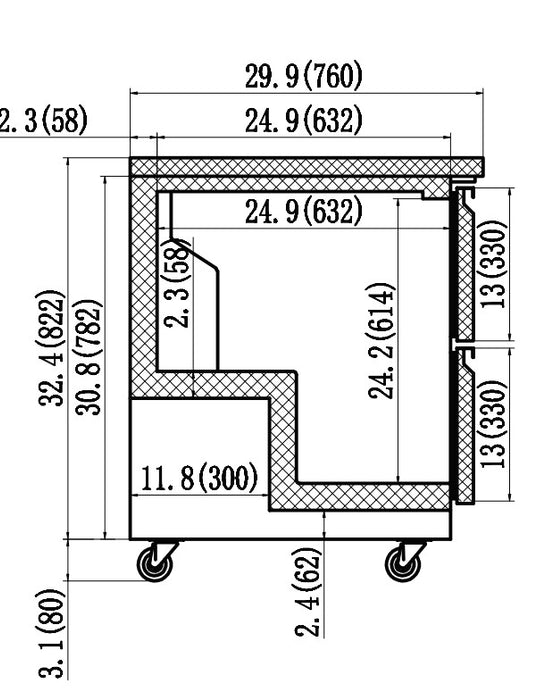 IKON IUC72R Undercounter Refrigerator, 71.7" Wide, 15.6 Cu. Ft.