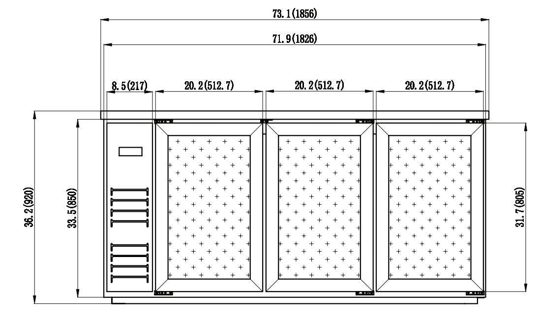 IKON IBB-73-3G-24 Back Bar Swing Door, 73.1" Wide, 17.26 Cu. Ft.
