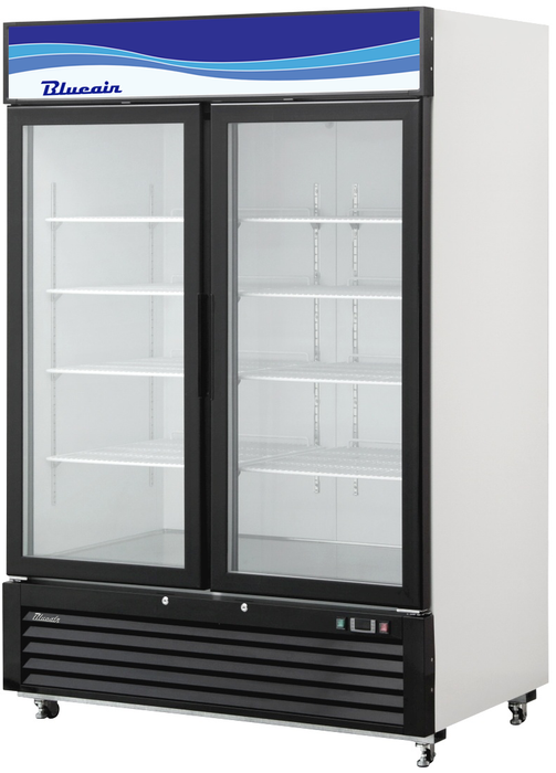 Blue Air BKGM49-HC 2 Glass Door Merchandiser Refrigerator, Swing Door, 49 Cu. Ft.