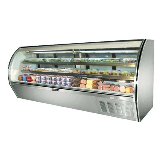 Leader Refrigeration ERHD118 118" Curved High Deli Display Case with 8 Doors and 2 Shelves