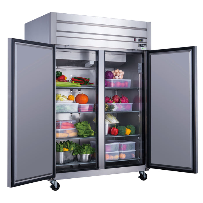 Dukers D55AR Commercial 2-Door Top Mount Refrigerator in Stainless Steel, 55.125" Wide