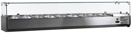 Omcan RS-CN-0009-P 79-inch Refrigerated Topping Rail with Glass Guard, item 46680