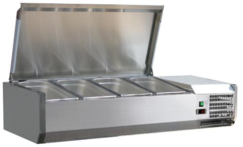 Omcan RS-CN-0004-PSS 47-inch Refrigerated Topping Rail with Stainless Steel Cover, item 46658
