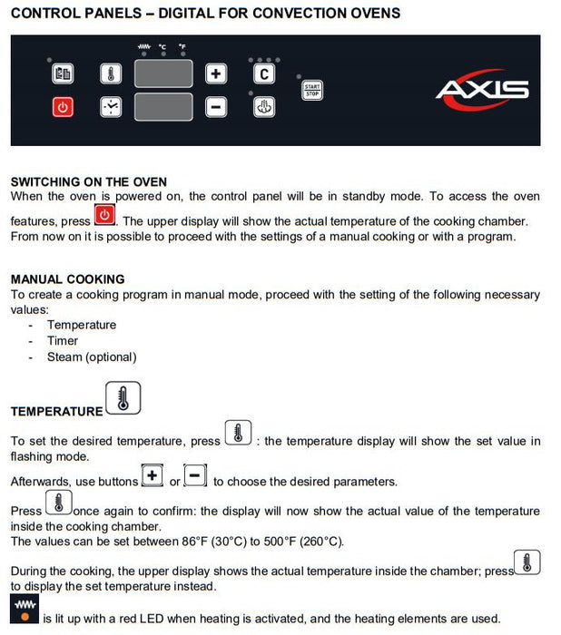 Axis AX-513 Half Size Convection Oven, Manual Controls, 3 Shelves