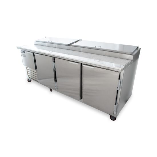 Leader Refrigeration ESPT96-MT 96" Pizza Table Marble Top, 3 1/2 Doors and 3 Shelves