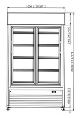 Dukers DSM-40SR Commercial Glass Sliding 2-Door Merchandiser Refrigerator in Black, 47.25" Wide