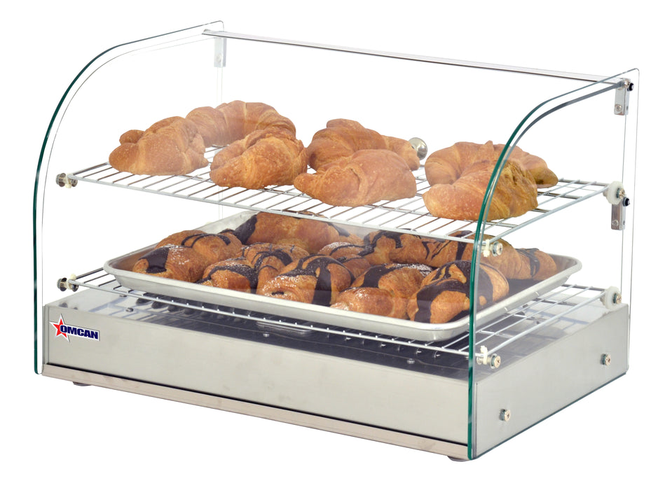 Omcan DW-CN-0045-L 22-inch Countertop Display Warmer with Front Curved Glass and 2 Rear Hinged Doors, item 41870