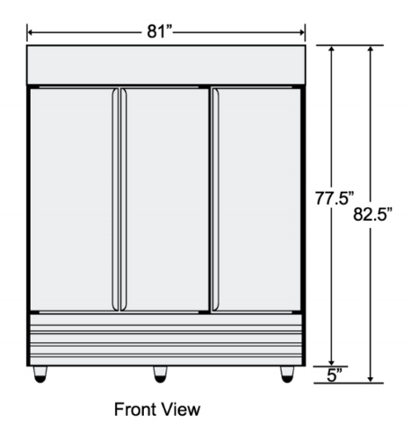 Spartan STR-72 72" 3 Door Reach-In Refrigerator, 72.0 cu. ft.