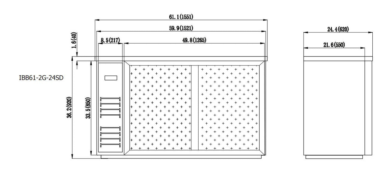 IKON IBB61-2G-24SD Back Bar Refrigerator Sliding Doors, 61.1" Wide, 14.16 Cu. Ft.