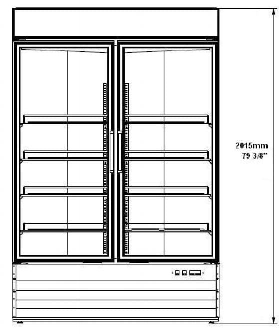 SABA SM-45R 53" Two Glass Door Merchandiser Refrigerator, 45 Cu. Ft.