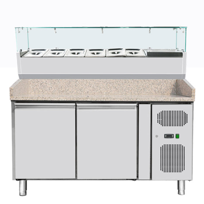 Omcan PT-CN-0390 59-inch Granite Top Refrigerated Pizza Prep Table, item 39592